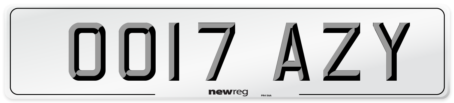 OO17 AZY Number Plate from New Reg